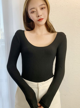 黑色打底衫女秋季薄款内搭2020莫代尔棉上衣长袖T恤女装超火ins潮