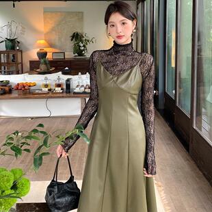 半高领蕾丝打底衫 法式 女洋气纱衣网纱上衣 秋冬蕾丝打底衫 2024新款