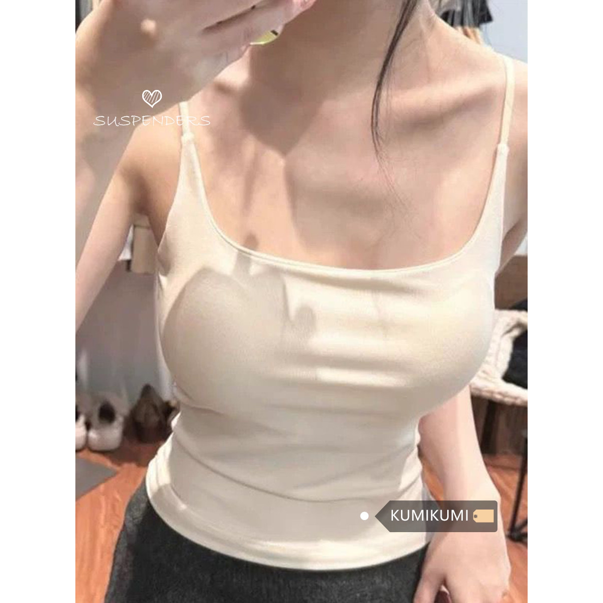 辣妹性感白色带胸垫吊带背心女春季修身百搭短款抹胸美背外穿上衣