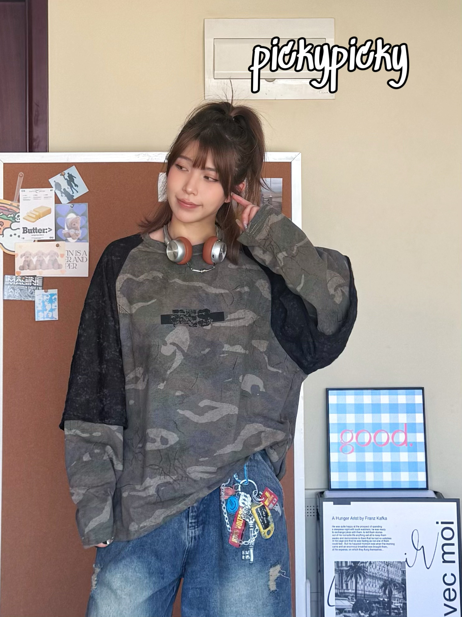 pickypicky美式街头宽卫衣/绒衫