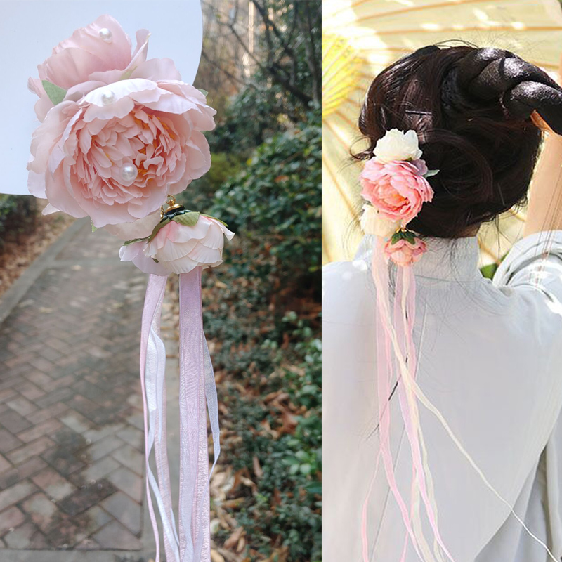 古风古装发夹飘带仙气粉色蓝色紫