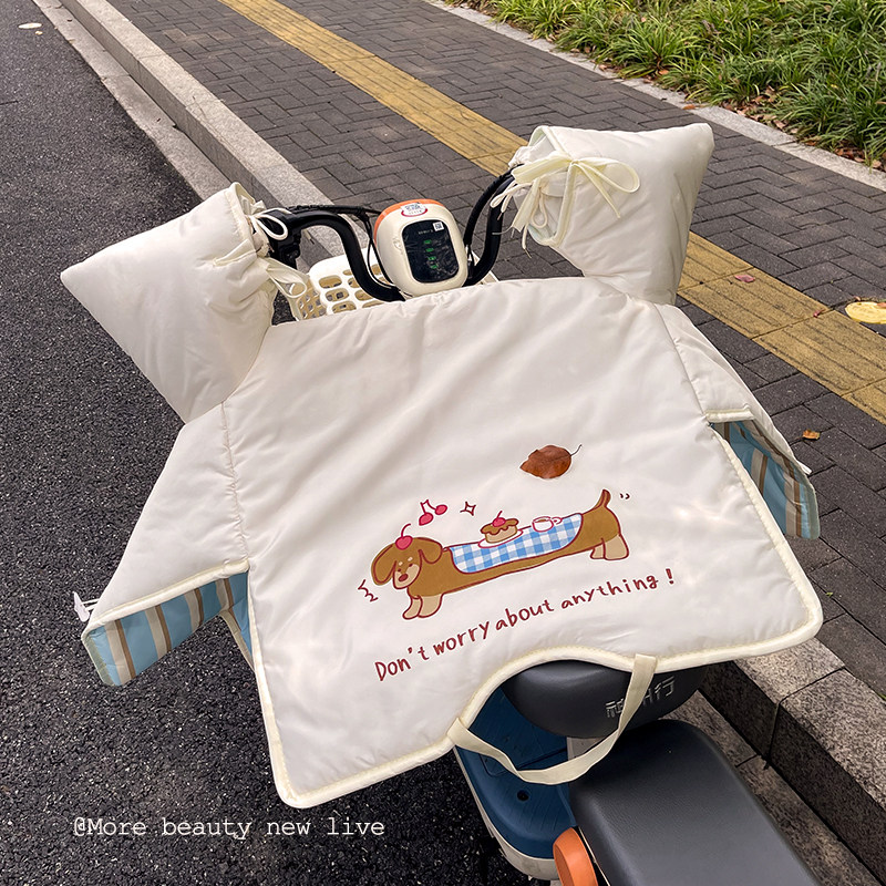 可爱电动车挡风被御寒冬加厚高颜值2026新款电瓶车防风罩双面防水
