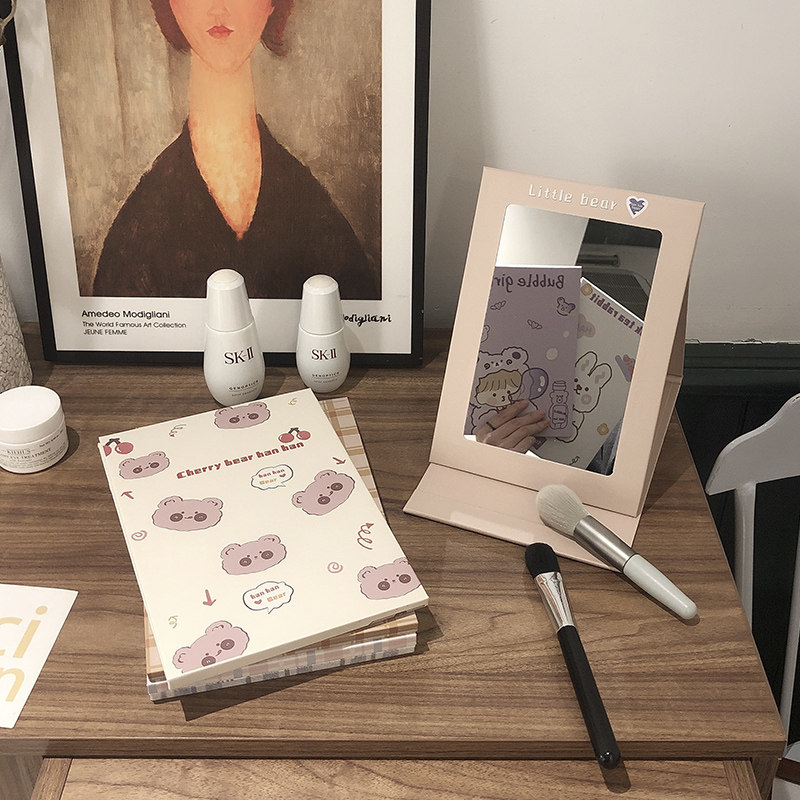 인터넷 연예인 거울 탁상용 화장 거울 기능 스타일 가리 하트 탁상용 접이식 휴대용 기숙사 학생 고화질 화장 거울