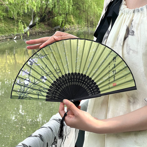 高颜值折叠小扇子折扇古风随身小巧便携中国风新中式竹扇夏天学生