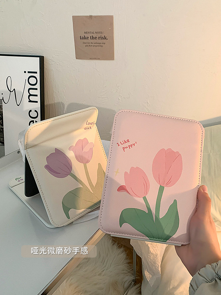 튤립 접이식 소형 거울 휴대용 화장 거울 데스크탑 학생 기숙사 홈 드레싱 테이블 하이 엔드