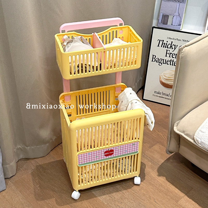 双层分区脏衣篓折叠家用小推车带轮洗衣篮浴室可分类脏衣服收纳筐,收纳整理,脏衣篮,淘宝优惠券,粉丝福利购,淘宝优惠卷