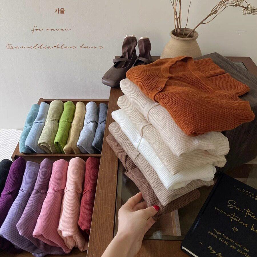 经典王炸~温柔系六羊毛半开V领长袖针织开衫女秋内搭外穿外套上衣