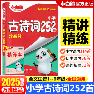 2025万唯小白鸥星空小升初古诗词252首小学生必背古诗词大全翻译人教版四五六年级语文阅读同步练习专项训练小古文唐诗宋词含75首