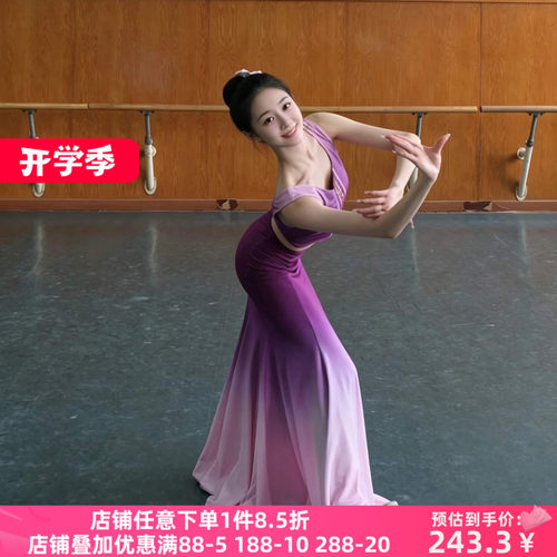 舞研依库傣族舞艺考紫色鱼尾裙