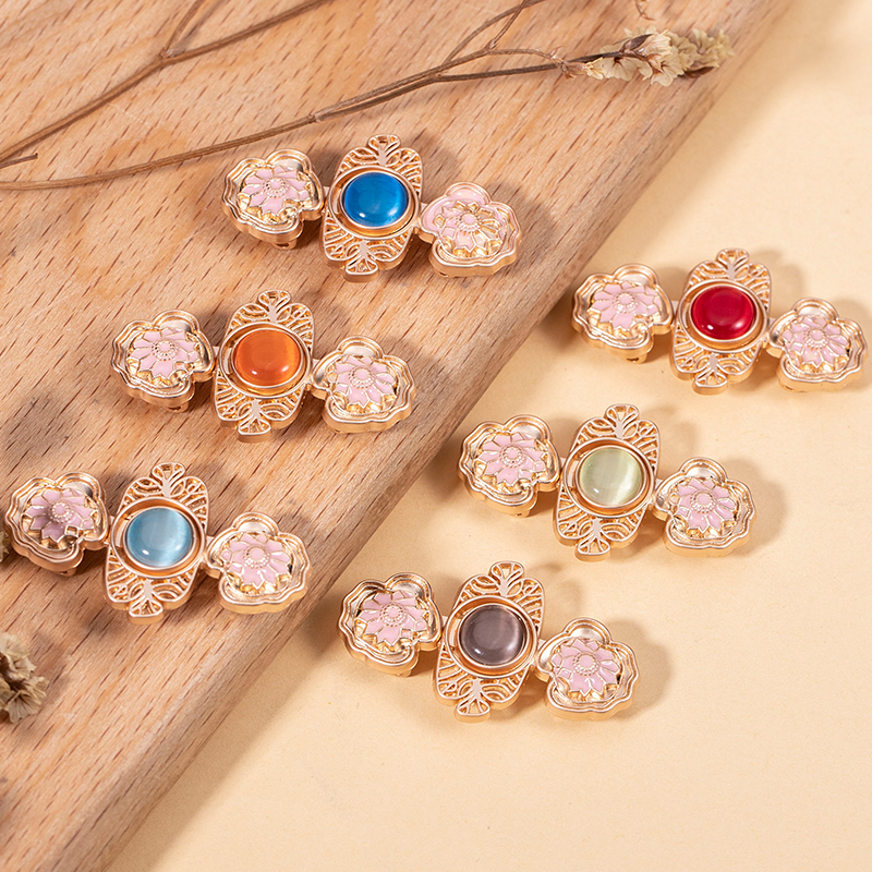 TTT对扣猫眼石金属汉服子母扣