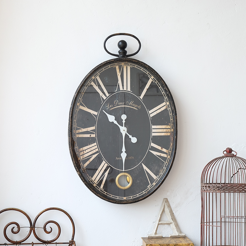 大号铁艺椭圆挂钟客厅餐厅时钟