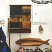 美式 壁饰壁挂 信插钥匙挂 复古实木收纳架墙饰 书房笔筒工具收纳