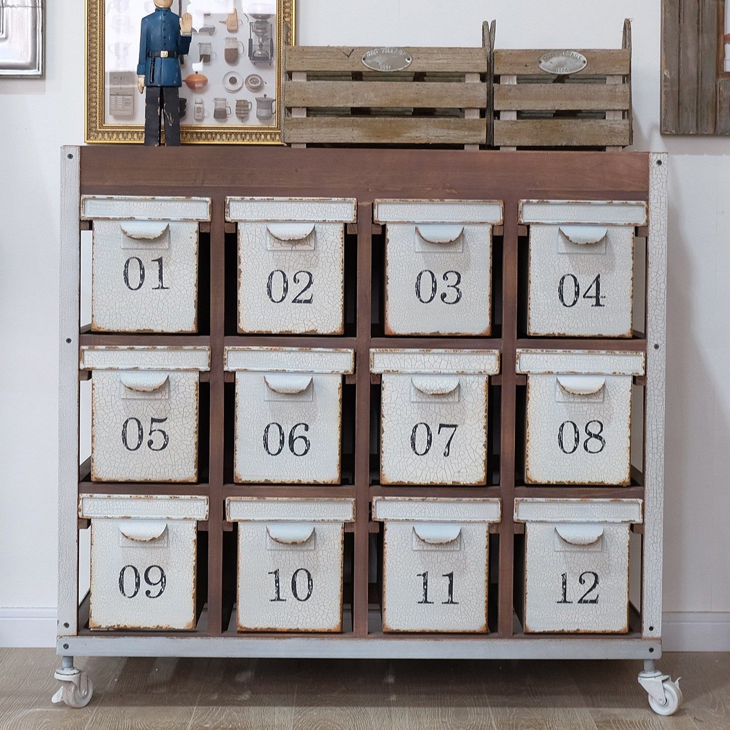法式复古工业风多抽屉收纳柜落地摆件数字标识储物柜移动式玄关柜,家居饰品,落地摆件,淘宝优惠券,粉丝福利购,淘宝优惠卷