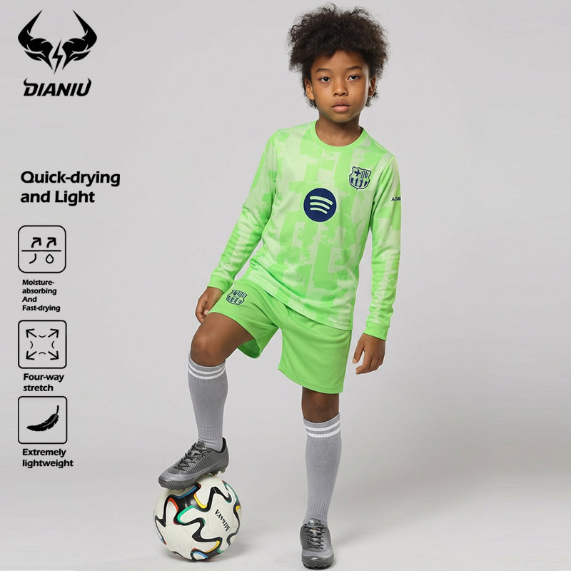 2526新款巴萨皇马德国长袖巴黎球衣儿童足球训练队服套装成人定制