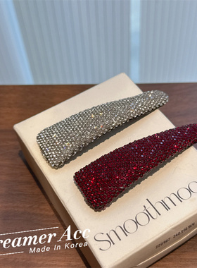 韩国进口满钻三角形边夹侧边碎发刘海夹子红色新年发夹网红头饰女