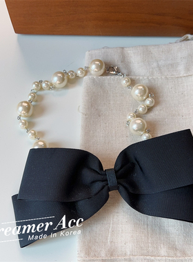 韩国进口赫本风黑色珍珠项链