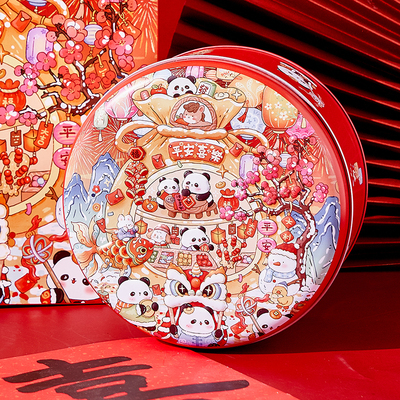 新年马口铁卡通圆形铁盒巧克力