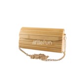 清新原木色竹丝条手工拼接单肩包晚宴沙滩休闲可放手机链条斜挎包