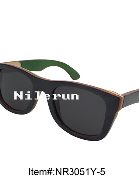 欧美流行灰色滑板木框太阳眼镜 复合木框偏光墨镜