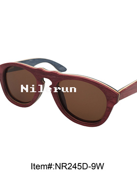 女士红色滑板木太阳镜墨镜