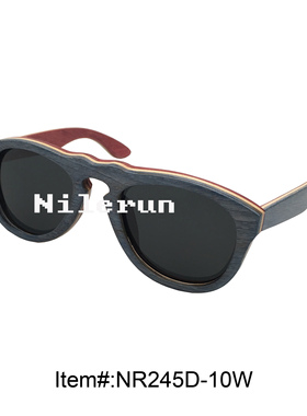 男士仿旧蓝色滑板木太阳眼镜 椭圆形滑雪墨镜开车驾驶蛤蟆镜