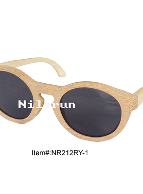 欧美流行灰色TAC偏光镜片本色竹子圆形框架太阳眼镜墨镜