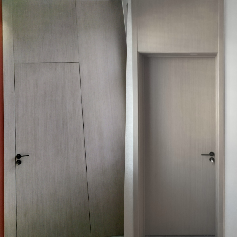 三叶卧室门极窄边木门室内门实木复合烤漆新中式地中海拱形谷仓门