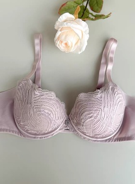 安莉芳蕾丝薄款大胸显小文胸调整型聚拢上托侧收副乳内衣EB00587