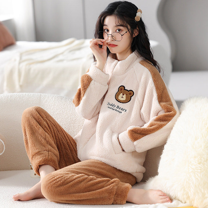 加绒加厚珊瑚绒睡衣女冬季卡通可爱女士法兰绒秋冬款网红少女套装,女士内衣/男士内衣/家居服,睡衣/家居服套装,淘宝优惠券,粉丝福利购,淘宝优惠卷