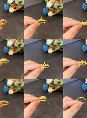 简约不易掉色活口女花戒竹节戒指