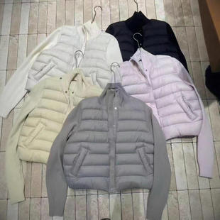 新款秋冬90白鸭绒针织袖拼接羽绒服女短款高领修身显瘦上衣潮