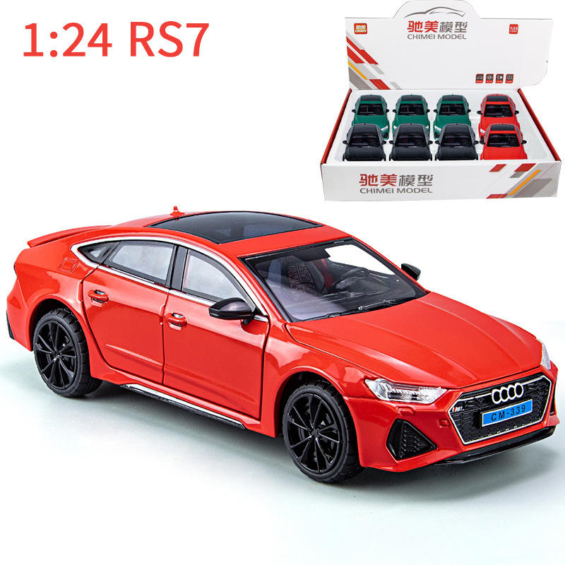 新款 驰美1:24 RS7仿真六开门避震声光合金模型儿童玩具小汽车