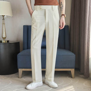 直筒长裤 跨境外贸春装 微宽松泡泡纱面料男式 休闲裤 子中腰磨毛 男士