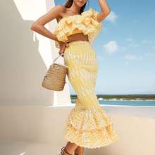 海边度假名媛风两件套2024夏季设计感刺绣衬衫高腰鱼尾半身裙套装