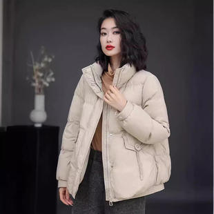 保暖外套潮通勤风 文艺复古立领妈妈款 秋冬短款 羽绒服女时尚