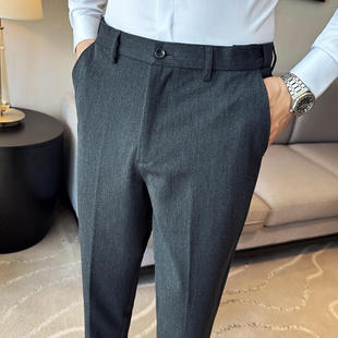 绵羊毛商务西裤 腰围侧边伸缩设计挺括男式 休闲 高品质男士 实体店款