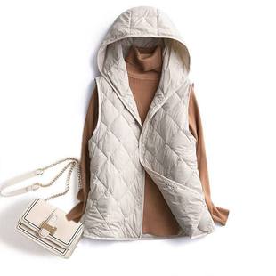 配大衣内搭打底内胆内穿背心轻薄款连帽羽绒服马甲外套女带帽马夹