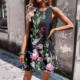 欧美亚马逊TEMU春夏季 女士优雅休闲花朵数码 印花背心连衣裙