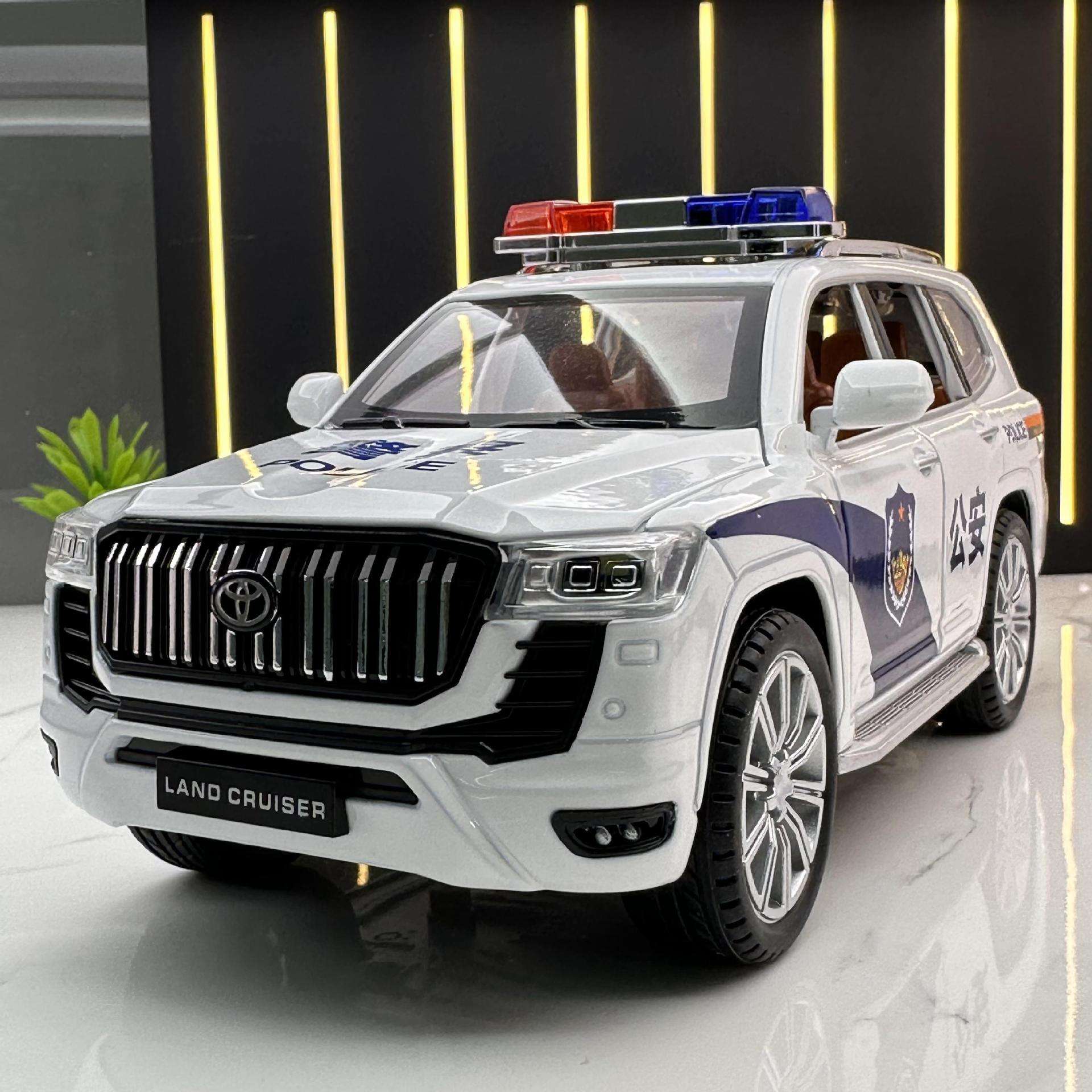 新款 威丽合金车模1:24丰田普拉多警车声光玩具车音效模型摆件