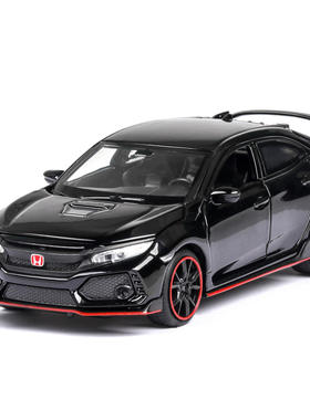 新款 建元合金车模1:32思域 TypeR儿童声光模型摆件玩具车