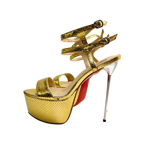 新款 个性时装高跟鞋金色蛇纹罗马水台银色跟凉鞋女heels sandal