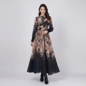 丝麻上衣超大摆型收褶半身裙套装 新款 外贸独立站澳洲花卉修身