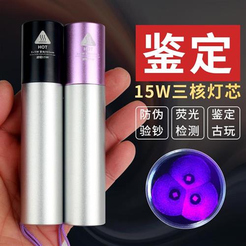 15W黑镜UV紫外线手电筒 强光紫光365nm 伍德氏猫藓宠物真菌检测灯