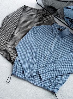 【KEBUSI】知识分子miu格2.0高级感格纹衬衫抽绳boxy百搭#CS010