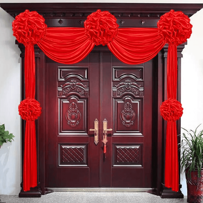 乔迁结婚大门装饰大红花球