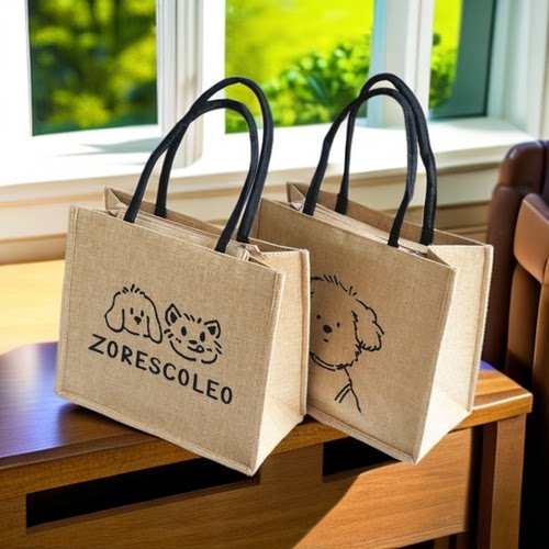 新款百搭品质麻布手提购物袋大容量帆布拉链手提袋单肩斜挎托特包