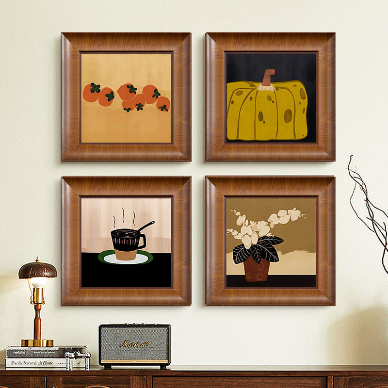 中古风玄关装饰画法式复古餐厅挂画轻奢高级感矮柜摆画卧室壁画