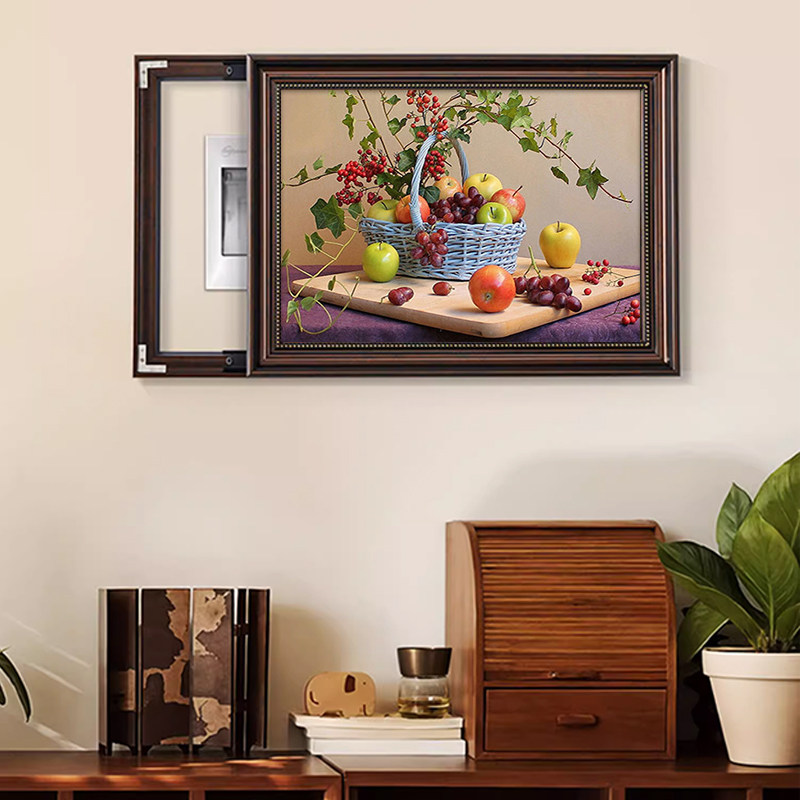 电表箱装饰画免打孔遮挡美式配电箱电闸电源总开关盒挂画欧式花卉