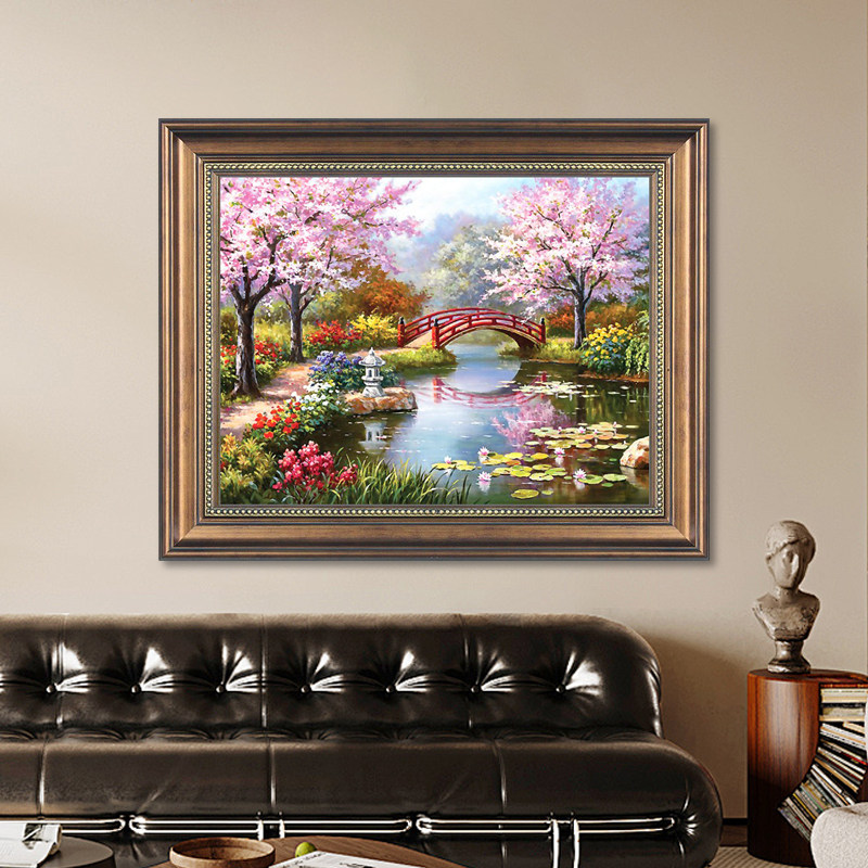 欧式客厅装饰画美式玄关走廊过道挂画风景山水画油画餐厅饭厅壁画