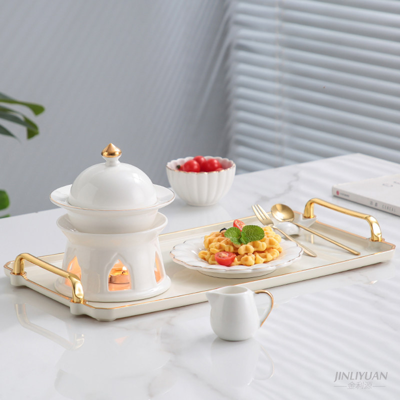 欧式宫廷燕窝甜品碗套装金边美容院带盖陶瓷盅银耳糖水点心小汤碗